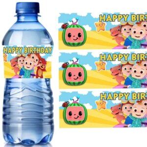 Birthday Water Bottle Labels, 8.5x2 inches, Happy Birthday Theme with Nutrition